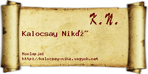 Kalocsay Niké névjegykártya